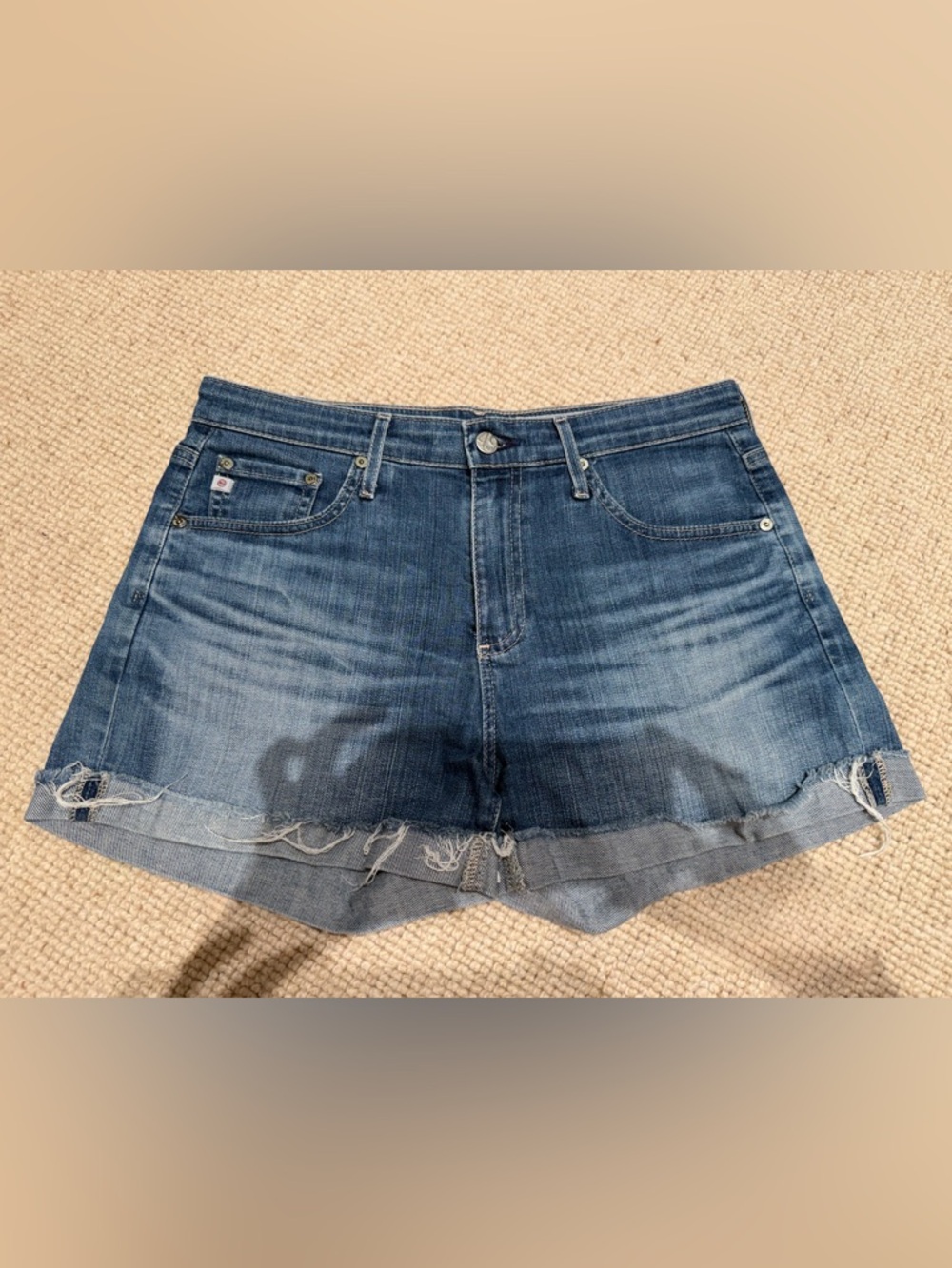AG-ED Adriano The Hailey Ex-Boyfriend roll-up Women's Blue Denim Cutoff Shorts